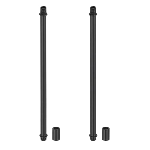 Image of PATIKIL Straight Pipe Lamp Stems Rod Kit, 2 Set M10 Carbon Steel 240mm(9.45 inch) Long Double End Thread Rod with Coupling Nuts Sleeve Connector for Table Lamps Chandeliers,Black
