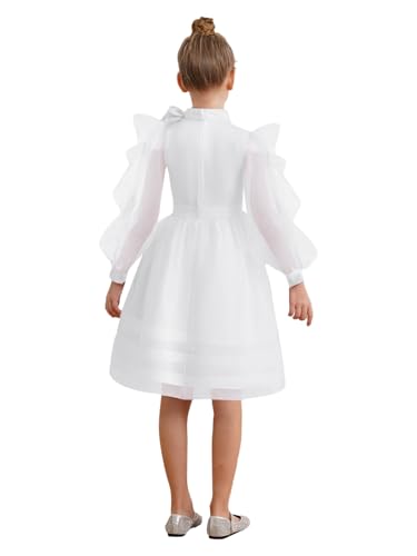 Kid Girl Long Sleeve Midi Flower Girl Dress A-line Princess Pageant Gown Wedding Party Dress2