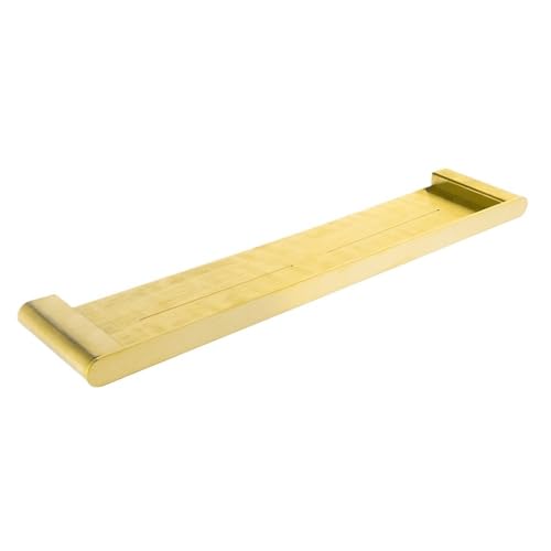 XPJYUA Balda Flotante Estante de Vidrio Cromado de diseño clásico, Acero Inoxidable con Barra Colgante, Accesorio montado en la Pared, artículos de tocador for baño