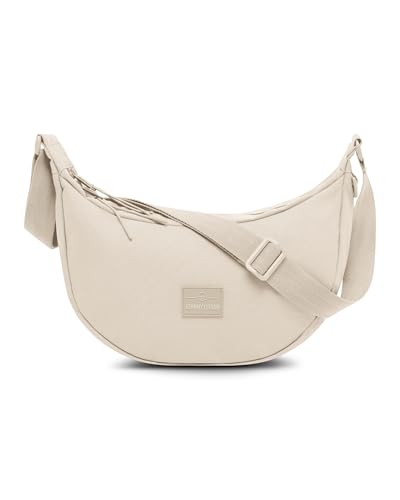 Johnny Urban Crossbody Bag Damen & Herren Beige - Ally Medium - Moon Bag Design - Umhängetasche im Halbmond Stil - Halbrunde Tasche mit verstellbarem Gurt - Wasserabweisend