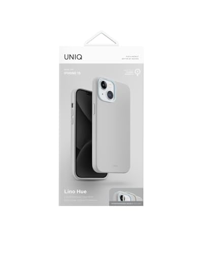 UNIQ Better By Design Lino Hue (MagClick™ Compatible avec chargement magnétique) Coque de Protection pour iPhone 15 (gris)