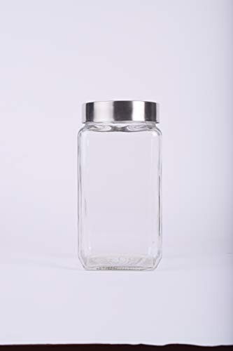 Image of Avora Glass Jar With Lid, Cube Glass Container For Kitchen, 600 Ml, Pack Of 2, Transparent