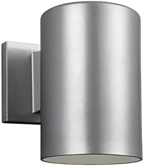 Sea Gull Lighting 8313897S-753 Cylinders Outdoor Wall Sconce, 1-Light LED 14 Watts, Painted Brushed Nickel, Small