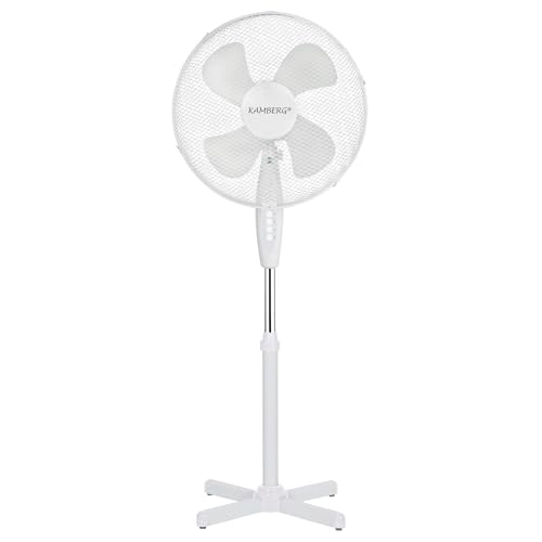 Kamberg - VENTILATEUR 40 CM SUR PIEDS BLANC - 3 VITESSES - OSCILLATION - HAUTEUR REGLABLE -...