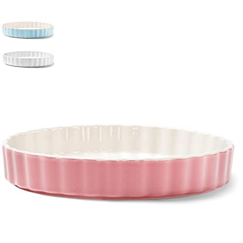 KIVY Ceramic Quiche & Tart Mould - 28 cm, Pink, Non-Stick, Round, 1.76 kg, Oven & Dishwasher Safe, Tarteform