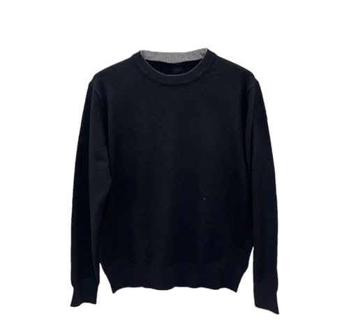 Men's Autumn Winter Warm Fashion Round Neck Knitting Casual Sweater Business Solid Color Sweater