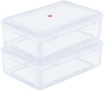 SHOPATHON INDIA IN88 Clear Transparent Plastic Storage Box Organizer Medium Size Container With Lid & Lock For Multipurpose Stationery Cosmetics Combo 2 Same Size- 29 x 19 x 8 cm,Rectangular