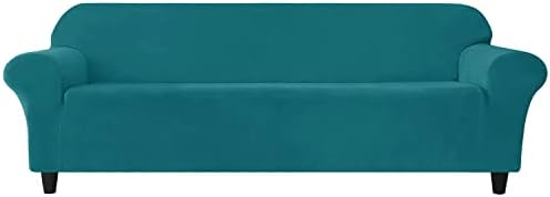 SYLC Sofa Cover with Separate Seat Cushions and Backrests Stretch Velvet Sofa Slipcover Couch Covers Furniture Protector Split Combined (Dark green,Large 4 Seat Set 7 PCS)