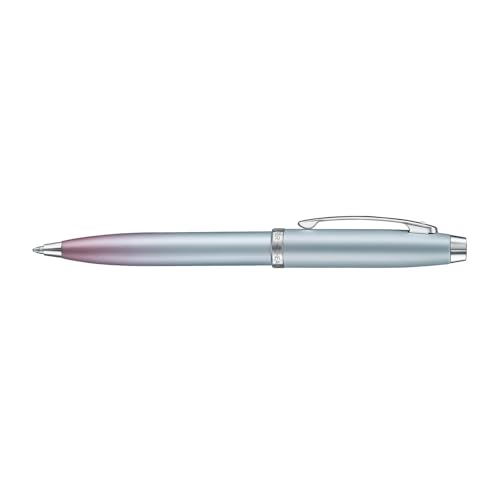 Image of Sheaffer Expressions Gift Set 100 9376 Blue and Pink Pearlised Gradient Ballpoint Pen with Chrome plated Trims and Small Notebook