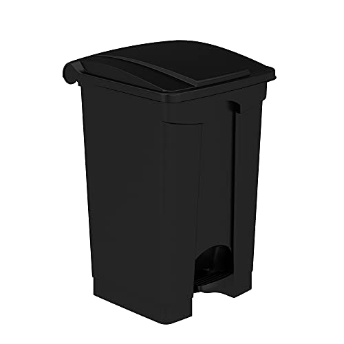 Safco Products Plastic Step-On Trash Can for Hands-Free Disposal, Great for Home/Commercial Use, 12 Gallon, Black (9925BL) #1