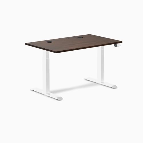 Image of Desky Dual Rubberwood Sit Stand Desk Dark Walnut 48 inch White