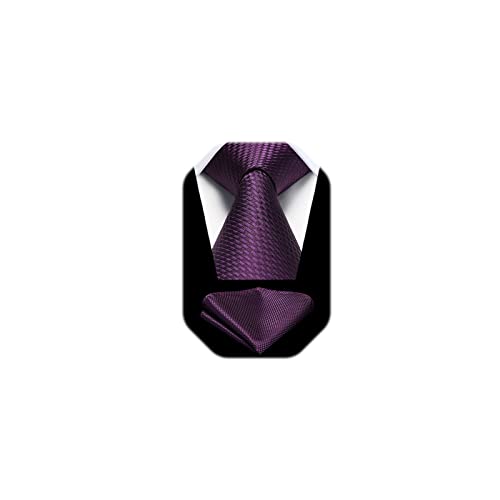 Image of HISDERN Mens Striped Tie and Pocket Square Set Necktie for Men | soft smooth texture, wrinkle-free, neat hand-tied knot, gifting ready, regular 3.4 width, coordinated look, business wedding