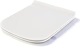 SREWOHS PRO Toilettendeckel mit Absenkautomatik Eckig Form, Slim Klodeckel Duroplast, WC-Sitz mit Schnellverschluss, Klobrille mit Quick-Release-Funktion, Toilettensitz Leicht zu Reinigen, Weiß