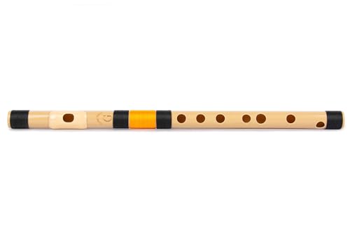 Image of Radhe Flutes | G Natural Right Handed Middle Bansuri | Black & Orange | Tuned With Tanpura A=440Hz | PVC Flute + Hindi & English Flute Lessons