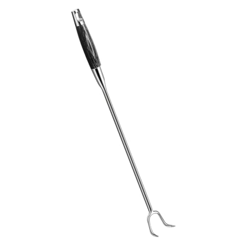 LIGIGWASH Gancho para Carne Inoxidable con Mango de Madera Texturizado Práctico y Afilado para Barbacoa y Cocina para Colgar y Manipular Carne Restaurantes y Parrillas Herramienta y Fácil