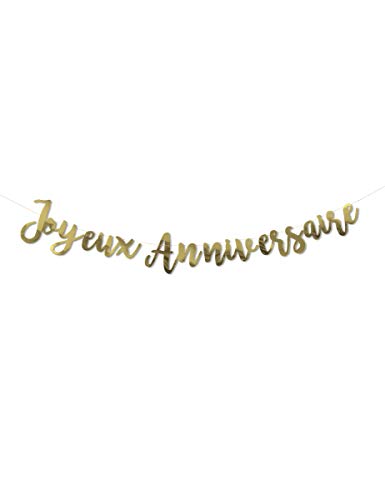 ARTYFETES Guirlande Joyeux Anniversaire métallisée dorée 1,80 m - Doré - Taille Unique