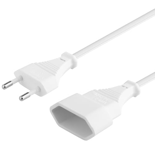 PremiumCord kpsm3w Verlängerungskabel 230V 3m, Euro Verlängerung mit Eurostecker und Buchse, Stromkabelverlängerung für 230V, Steckdose, Farbe weiß