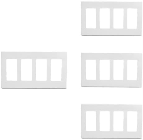 Leviton 80312-SW 4-Gang Decora Plus Wallplate Screwless Snap-On Mount, White (Pack of 4)
