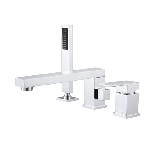 Mitigeur de douche chaude froide 3 trous en laiton CMBSSTFC pour baignoire argent
