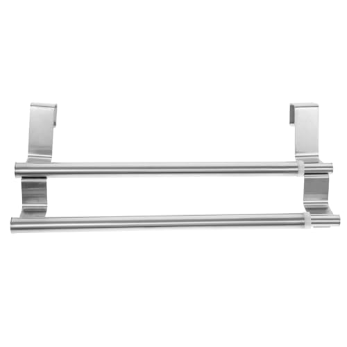 jojofuny Barre Porte-Serviettes Double en Acier Inoxydable 304 Réglable et Extensible Finition Argentée Support Mural sans Perçage pour Salle de Bain Accessoires de Salle de Bain