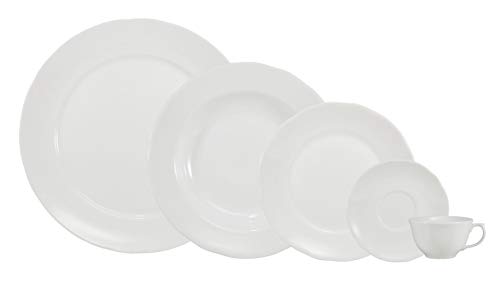 Serviço de Jantar e Chá 30 peças em Porcelana. Modelo Redondo Izabel. Branca. Fabricado pela Schmidt