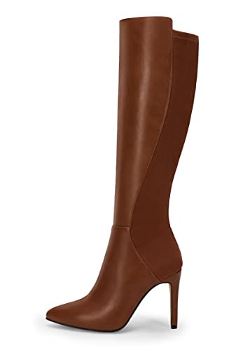 Rilista Womens Knee High Boots Sexy Pointed Toe Stiletto Heel Boot Leather Zipper Riding Boots Dress Shoes #TOP1