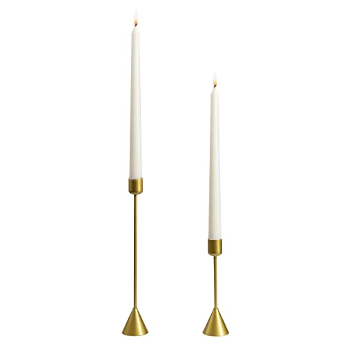 Royal Imports Gold Taper Candle Holder, Modern Metal Tapered Candlestick Holders, Centerpiece Decoration for Home or Wedding, 2 Pc Set, 6