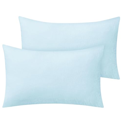Image of BEDELITE Flannel King Size Pillow Cases Set of 2, Blue, 20x36 Inches