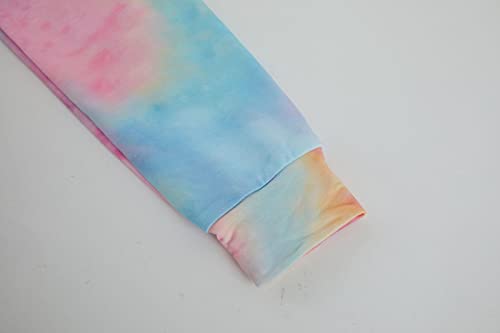 Meikulo Kids Girls Crop Tops Tie Dye Hoodies Cute Long Sleeve Shirt Pullover Sweatshirts Sweatpants Jogger Sweatsuits Casual Wear Tracksuits 2 Piece Outfits Orange, 13-14 Years #TOP2