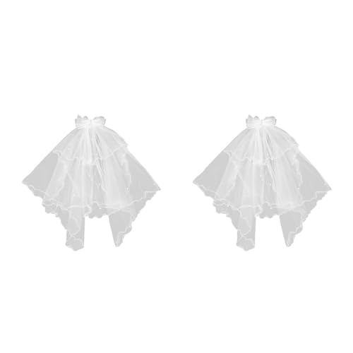 LUOZZY 2 Pcs Girls First Communion 3-layer White Bow Veil for Church Religious Ceremony Birthday Party Accessories2