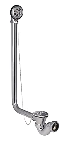 Vidage Complet pour Baignoire Îlot sur Pied – Vidage Apparent Belle Époque Rétro – Bonde, Siphon et Trop-Plein – Laiton Poli Chromé – Ø40 mm –...
