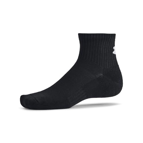 Under Armour Unisex Training Cotton Quarter Socks 3 Pack, 001 BLACK, LG - image 4