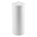 iDesign Freestanding Bathroom Toilet Paper Storage Holder with Lid for 3 Extra Rolls, White