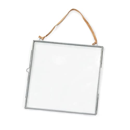 Sugarboo Small Art Poster Frame - Glass and Metal Frame with Brown Suede Hanging Strip, 10