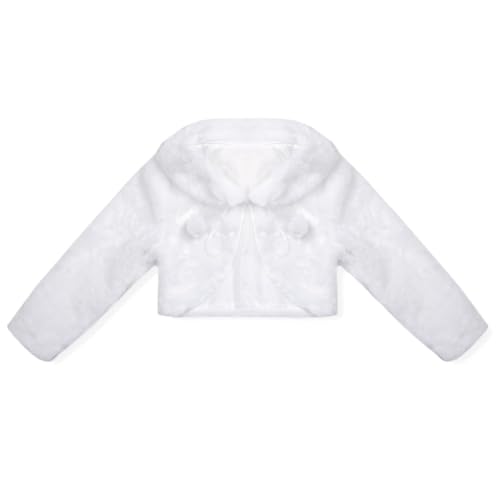 Girls Faux Fur Shoulder Cape Flower Dress Coat Princess Warm Shawl for Cocktail Party