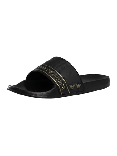 Colore: Nero EA7 Uomo Ciabatte A Strisce Di Marca, Black/Gold, 40 EU