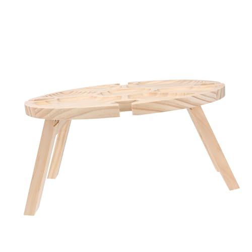 Table légère bois kaki Hemobllo pliable et compacte porte-verres