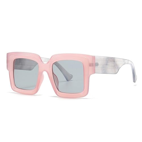 Lunettes de soleil carrées surdimensionnées rétro transparentes gris clair pour femme homme