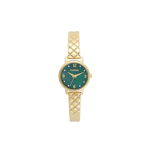 Montre Dame Acier FONTENAY Lea avec Boîtier Doré et Cadran Vert FPA01204