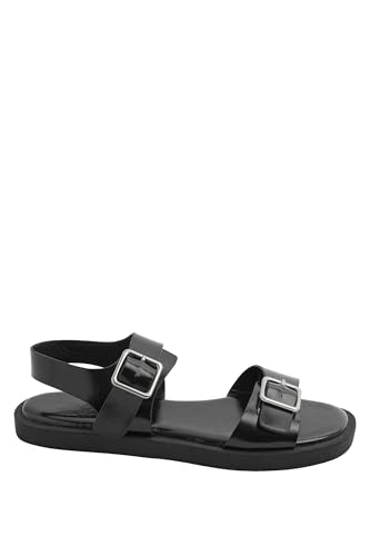 Image of Yours - Faux Leather Buckle Strap Sandals In Wide E Fit - Women's