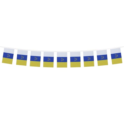 Image of AZ FLAG Canary Islands 6 meters BUNTING Flag 20 flags 9'' x 6'' - Spanish region of Canarias STRING flags 15 x 21 cm