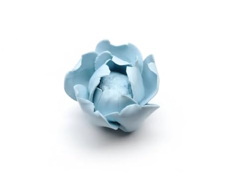 Image of Ceramic Flower Wall Art Decor, Artificial Flower Wall Sculpture,Handmade Ceramic Flowers for Home,Hallway,Living Room, Kitchen,Bathroom (Light Blue,Peony Flower Bud, 2.76 inch)