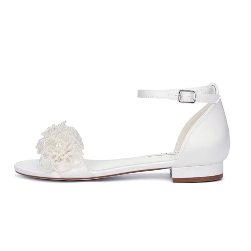 Pearl Sandals Wedding Flats for Bride Open toe Bridal Flats Wedding Shoes for Bride3