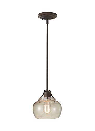 Feiss P1234Ri Urban Renewal Glass Industrial Vintage Pendant Lighting, Iron, 1-Light (8"W X 8"H) 100Watts #TOP2