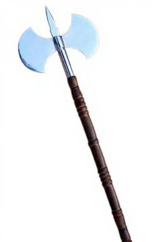Medieval Double Headed Axe – Hand-Forged high carboon Steel Blade with Wooden Handle | Viking War Axe Replica for LARP & Display.