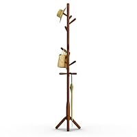 Awatiwa Solid Wood Coat Rack, Freestanding Tree-Shaped Coat Rack with 11 Hooks, Main Pole 1.6\" dia for Clothes, Hat Stand Used in Bedroom/Office/Entryway (3-Leg Base, Brown)