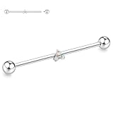 hengkaixuan Piercing industrial de titanio de 14 G, para mujeres y hombres, con circonita cúbica/ópalo, cartílago hélice, 11/2 pulgadas, 38 mm, Titanio, otro
