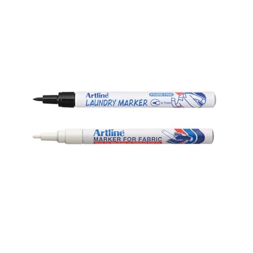 Marcador de roupas preto Artline e marcador de tecido branco (pacote com solteiro)