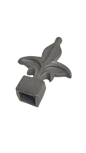 Image of Cast Iron Fence Finials, Multiple Decorative Styles & Sizes, 1 /2 inch to 1 inch Inch Square and Round Spears, Fleur de Lis Design (3 /4 inch Leaf SQ, 5)