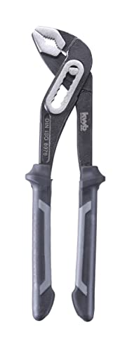 kwb Wasserpumpenzange in 240 mm, 7-fach verstellbar, mit Durchsteckgelenk, 2-Komponentengriff mit Handschutz, Satin-Finish, langlebig, entspricht DIN ISO 8976